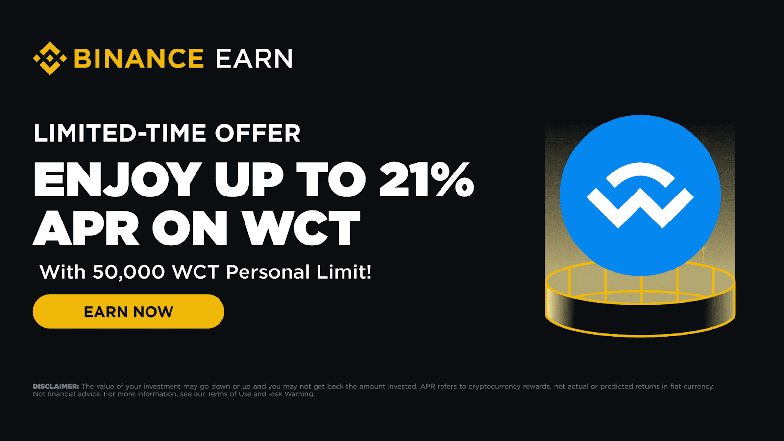 Binance Launches WCT Flexible Earn — Up to 21% APR